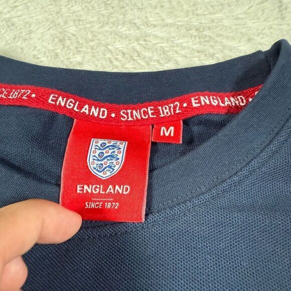 England Shirt Men Small National Team Spell Out Football Soccer Navy T Shirt - Picture 4 of 6